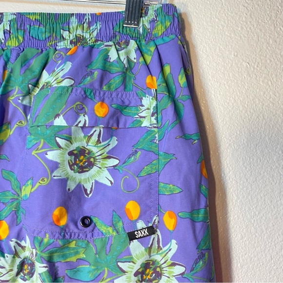 SAXX Ballpark Pouch Cannonball 2in1 Blue Floral Swim Trunk Shorts Mens Medium - Picture 4 of 4